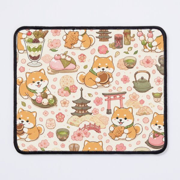Item preview, Kawaii Shiba Inu Japanese Sweets Seamless Pattern | Matcha & Wagashi Scrapbook Paper Design designed and sold by kawaii animal store (in Japan).