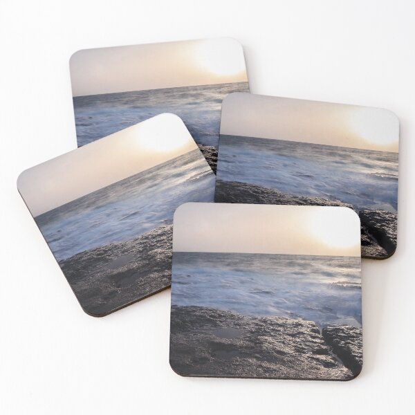 Item preview,  Rocky Coastline With Waves Crashing Against Cliffs Near A Seaside Village At Dusk designed and sold by Nmallia.