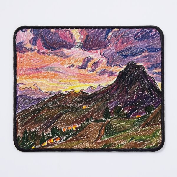 Item preview, Drawing of mountains at sunset designed and sold by CristianCEB.