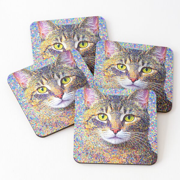 Item preview, Pointillist Rainbow Cat Portrait designed and sold by ToxicInkArt.
