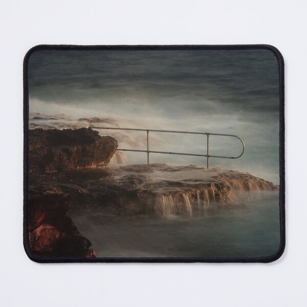 Item preview, Rocky Coastline With Waves Crashing Against Cliffs Near A Seaside Village At Dusk designed and sold by Nmallia.