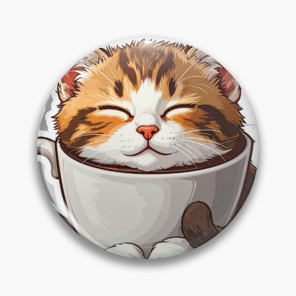 Item preview, Cute Cat Sleeping in Coffee Cup – Happy Morning Cozy Illustration designed and sold by OksArtStudio.