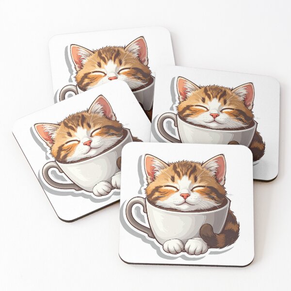 Item preview, Cute Cat Sleeping in Coffee Cup – Happy Morning Cozy Illustration designed and sold by OksArtStudio.