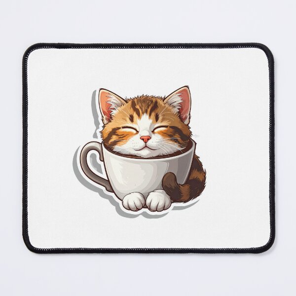 Item preview, Cute Cat Sleeping in Coffee Cup – Happy Morning Cozy Illustration designed and sold by OksArtStudio.