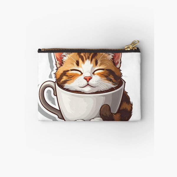 Item preview, Cute Cat Sleeping in Coffee Cup – Happy Morning Cozy Illustration designed and sold by OksArtStudio.