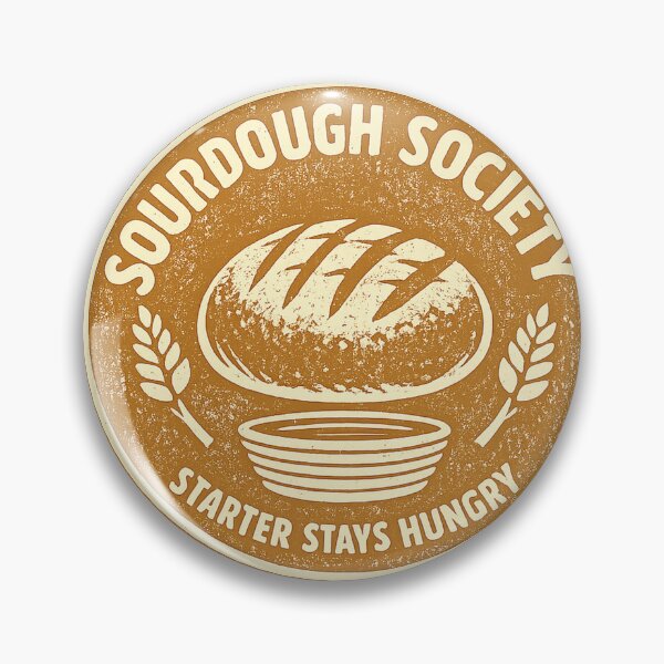 Item preview, Sourdough Society Starter Stays Hungry — Vintage Sourdough Loaf Wheat Badge Tee designed and sold by VaultInk.