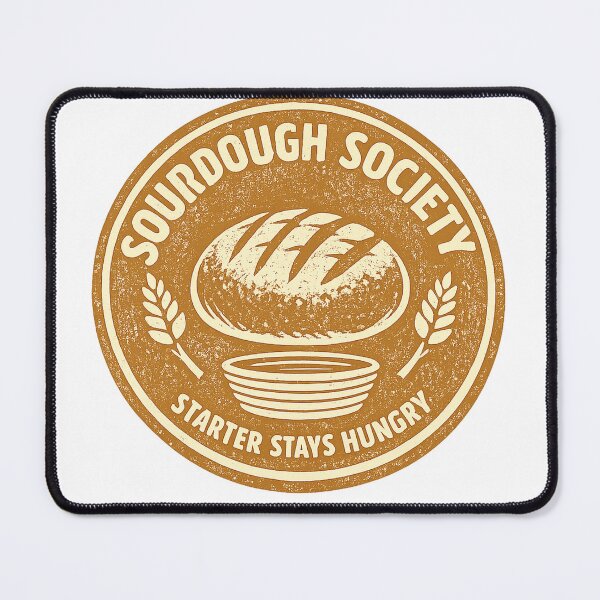 Item preview, Sourdough Society Starter Stays Hungry — Vintage Sourdough Loaf Wheat Badge Tee designed and sold by VaultInk.
