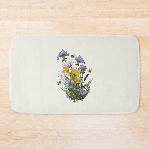 Item preview, Hand Drawn FLOWERS Illustration, Daisies, Daffodils, BEES designed and sold by JoyfulWhimsy.