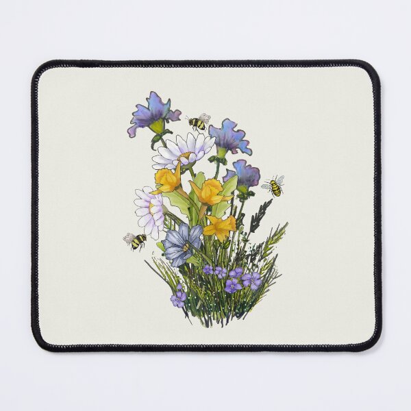 Item preview, Hand Drawn FLOWERS Illustration, Daisies, Daffodils, BEES designed and sold by JoyfulWhimsy.