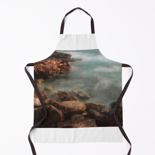 Item preview, Rocky Coastline With Waves Crashing Against Cliffs Near A Seaside Village At Dusk designed and sold by Nmallia.