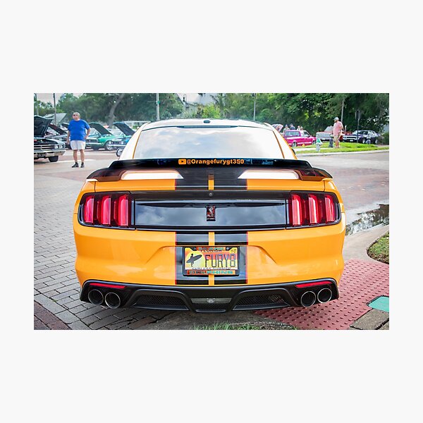 Item preview, 2020 Ford Shelby Mustang GT350 Twister Orange Muscle Car 3/4 Profile Art designed and sold by RichFrancoCars.