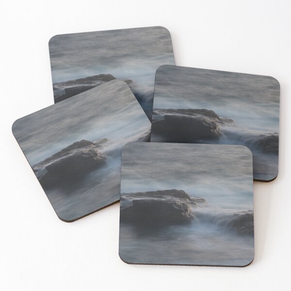 Item preview, Misty Seascape at Dusk With Rocky Outcrops and Long-Exposure Ocean Waves designed and sold by Nmallia.
