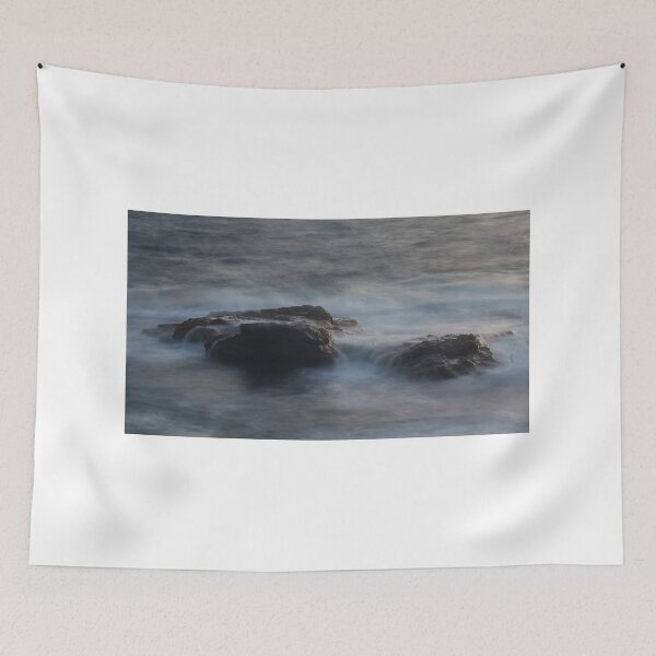 Item preview, Misty Seascape at Dusk With Rocky Outcrops and Long-Exposure Ocean Waves designed and sold by Nmallia.