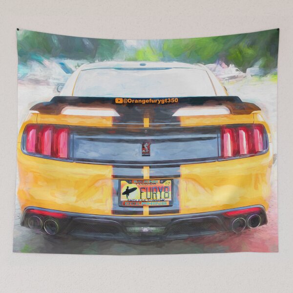 Item preview, 2020 Ford Shelby Mustang GT350 Twister Orange Muscle Car 3/4 Profile Art designed and sold by RichFrancoCars.