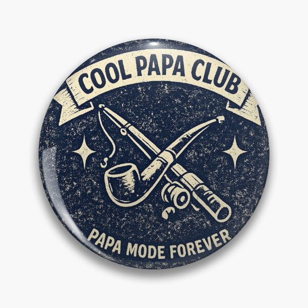 Item preview, Cool Papa Club Papa Mode Forever — Vintage Fishing Rod Pipe Banner Badge Tee designed and sold by VaultInk.