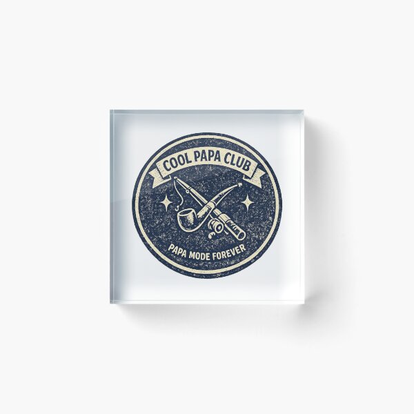 Item preview, Cool Papa Club Papa Mode Forever — Vintage Fishing Rod Pipe Banner Badge Tee designed and sold by VaultInk.