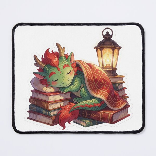 Item preview, Sleeping Book Dragon | Cute Fantasy Book Lover designed and sold by AillustriaAK.