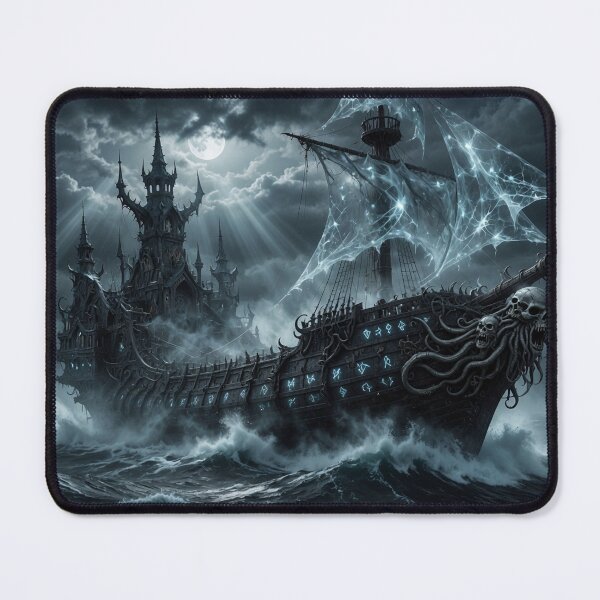 Item preview, Gothic Ghost Ship in Stormy Seas - Dark Fantasy Haunted Vessel Art designed and sold by Pioneer Spirit Market.