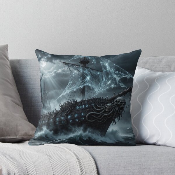 Item preview, Gothic Ghost Ship in Stormy Seas - Dark Fantasy Haunted Vessel Art designed and sold by Pioneer Spirit Market.