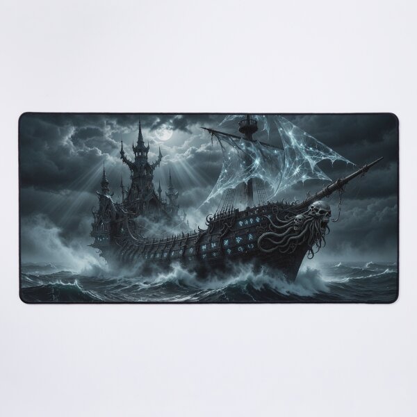 Item preview, Gothic Ghost Ship in Stormy Seas - Dark Fantasy Haunted Vessel Art designed and sold by Pioneer Spirit Market.