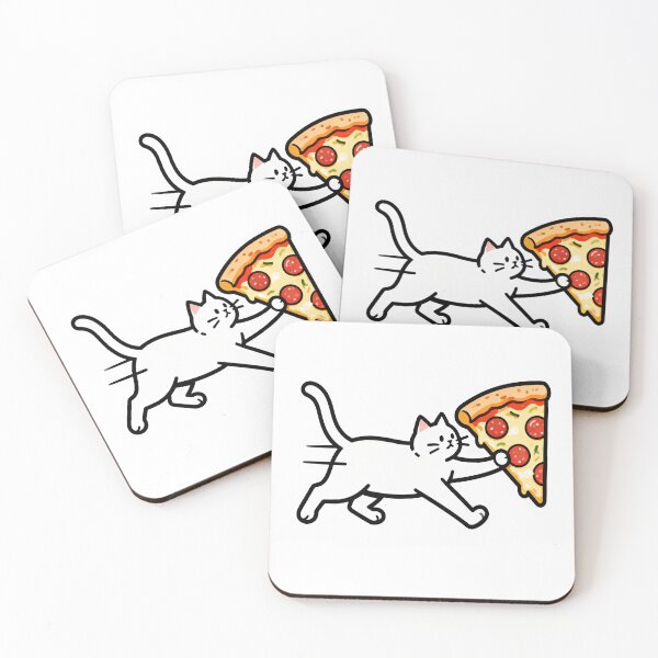 Item preview, Funny Cat Chasing Running Pizza Slice – Cute Food Chase Cartoon designed and sold by OksArtStudio.