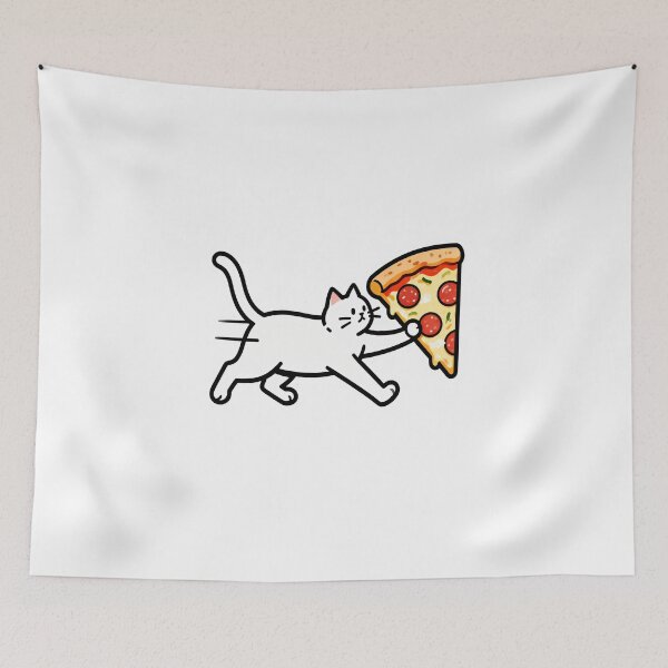 Item preview, Funny Cat Chasing Running Pizza Slice – Cute Food Chase Cartoon designed and sold by OksArtStudio.