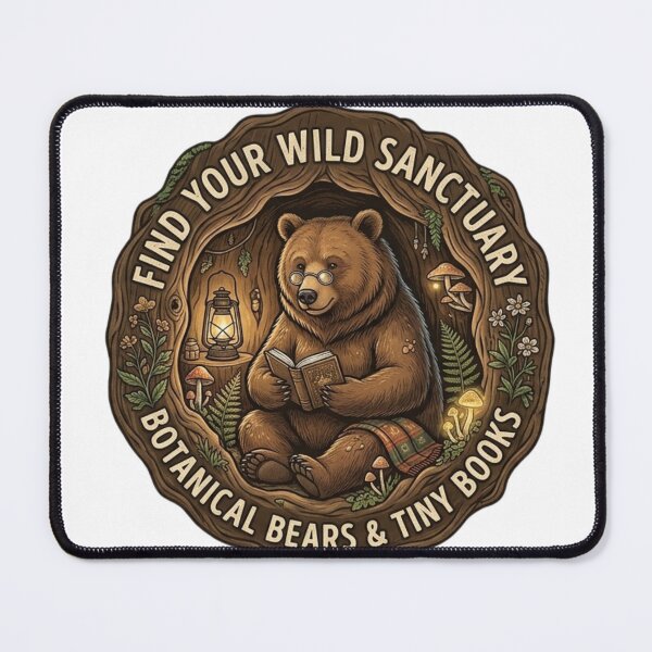 Item preview, Botanical Bear Reading in Forest Sanctuary - Cozy Woodland Reader designed and sold by QUIRKFITs.