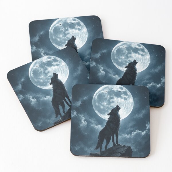 Item preview, Wolf Howling at the Moon | Night Wolf Art designed and sold by VelarisMoon.