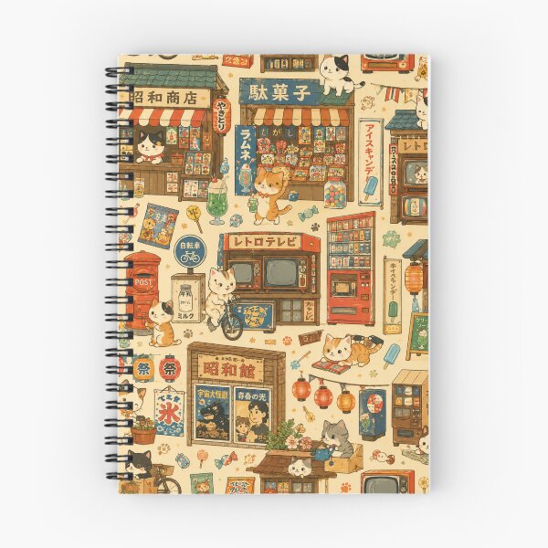 Item preview, Showa Retro Cat Shopping Street Seamless Pattern – Kawaii Japanese Design Paper & Wrapping Paper designed and sold by kawaii animal store (in Japan).