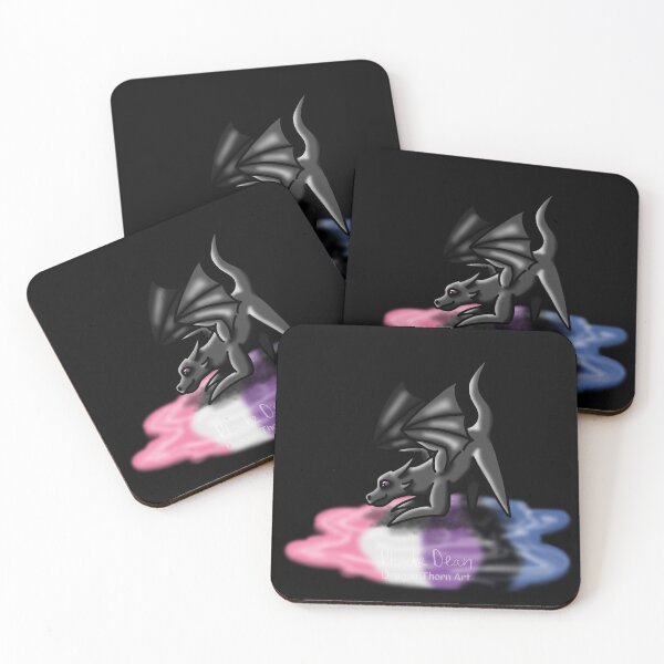 Item preview, Black Genderfluid Pride Puddle Dragon designed and sold by dragonthorn-art.