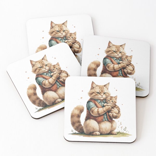 Item preview, Cute Cat Dad And Kitten Hugging Watercolor Father's Day designed and sold by AQUILAKREO.