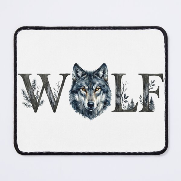 Item preview, WOLF Wildlife Typography Watercolor Nature Animal Wall Art designed and sold by Presshue.