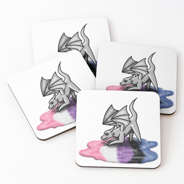 Item preview, White Genderfluid Pride Puddle Dragon designed and sold by dragonthorn-art.
