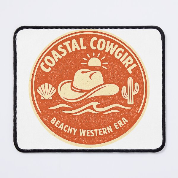 Item preview, Coastal Cowgirl Beachy Western Era — Vintage Cowboy Hat Wave Seashell Cactus Badge Tee designed and sold by VaultInk.