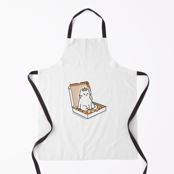 Item preview, White Cat King Sitting on Pizza in Open Box with Crown – Funny Food Art designed and sold by OksArtStudio.
