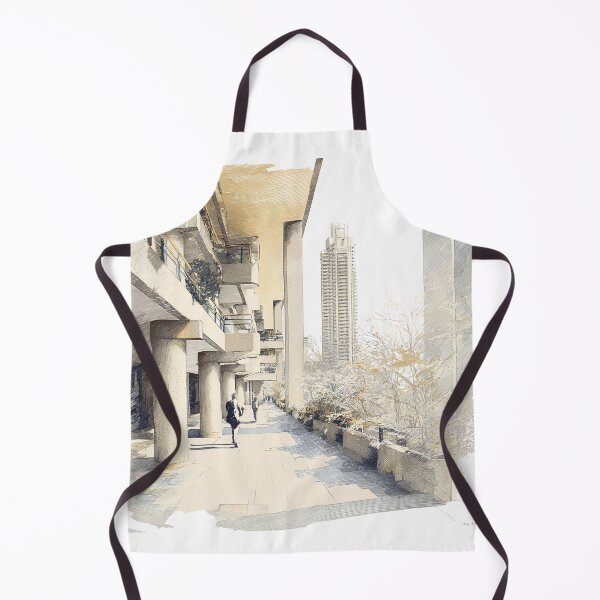 Item preview, Barbican Promenade, Late Afternoon — warm golden hour along the residential terrace walkway, a tall tower in the distance, figures in soft mid-ground designed and sold by Atelier Pivoine.