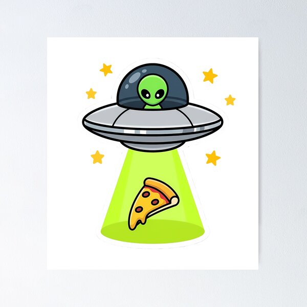 Item preview, Funny UFO Pizza Alien Tractor Beam Space Humor Kawaii designed and sold by how-is-design.