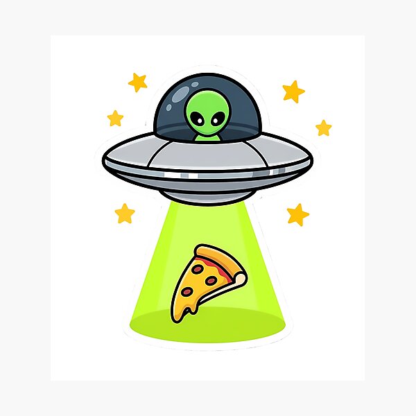 Item preview, Funny UFO Pizza Alien Tractor Beam Space Humor Kawaii designed and sold by how-is-design.