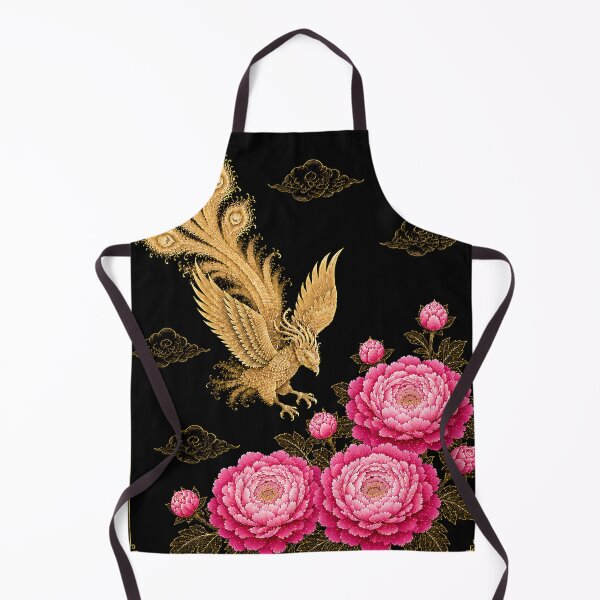 Item preview, Golden Phoenix and Pink Roses | Elegant Korean Folk Art Inspired Wall Art designed and sold by K-Tradition.