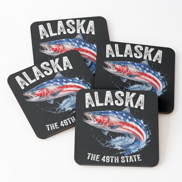 Item preview, Alaska The 49th State Patriotic American Flag Salmon Fish Splash designed and sold by Capisedo.