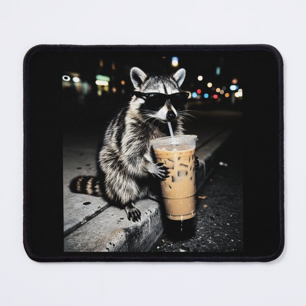 Item preview, Funny Raccoon Drinking Iced Coffee Office Meme designed and sold by PatelCarol.