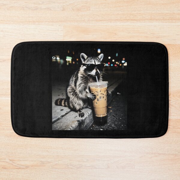Item preview, Funny Raccoon Drinking Iced Coffee Office Meme designed and sold by PatelCarol.