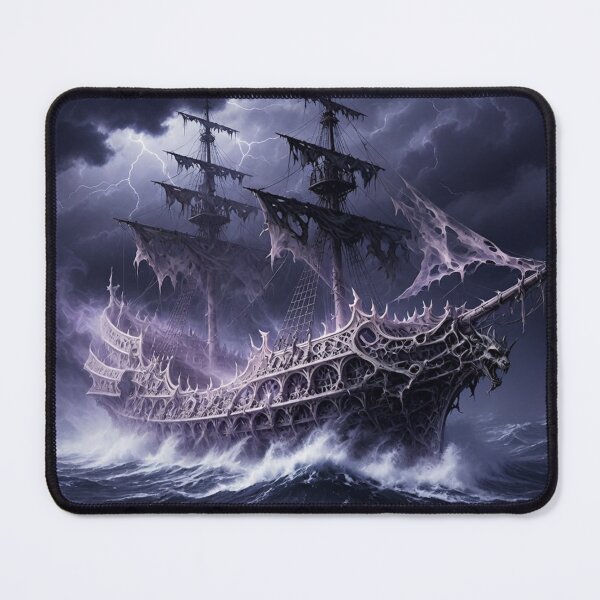 Item preview, Ghost Ship of the Storm – Haunted Gothic Galleon in Lightning Tempest designed and sold by Pioneer Spirit Market.