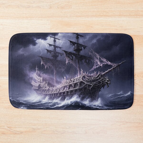 Item preview, Ghost Ship of the Storm – Haunted Gothic Galleon in Lightning Tempest designed and sold by Pioneer Spirit Market.