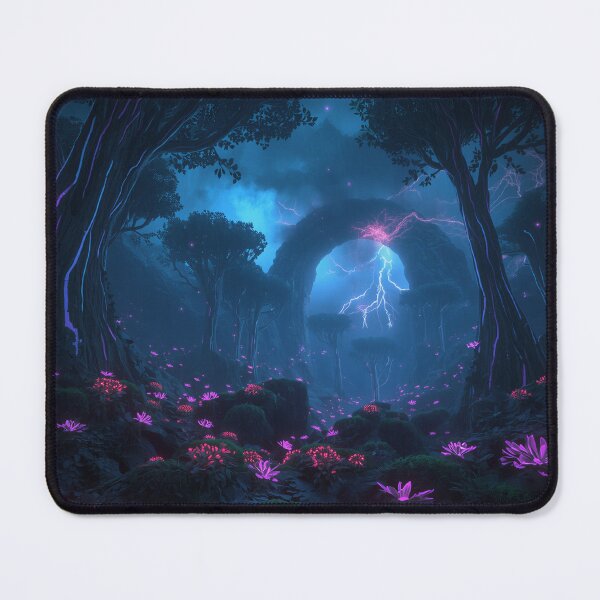 Item preview, Neon Thunder Canopy Alien Fantasy Forest Landscape designed and sold by Luminous Wilds.