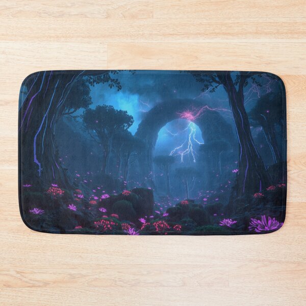 Item preview, Neon Thunder Canopy Alien Fantasy Forest Landscape designed and sold by Luminous Wilds.