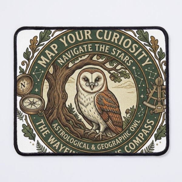 Item preview, Map Your Curiosity - Wise Owl Navigating the Stars and Compass designed and sold by QUIRKFITs.