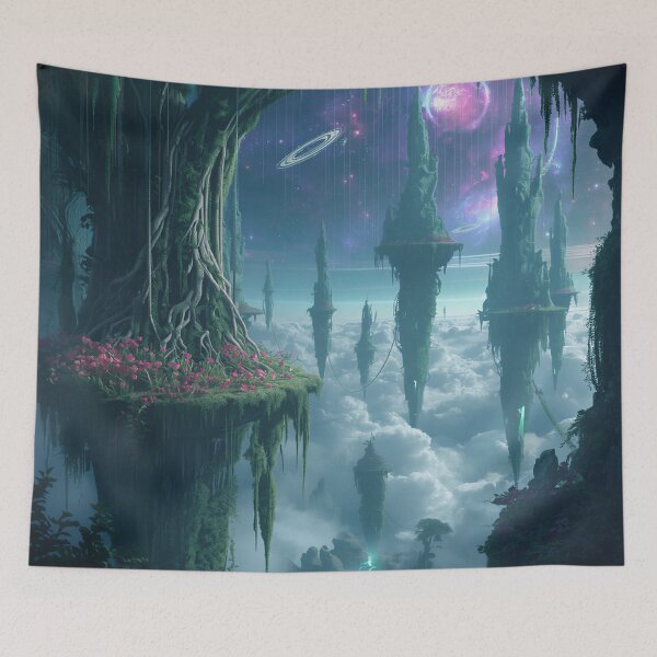 Item preview, Floating Vine Sky Jungle Fantasy Alien Landscape designed and sold by Luminous Wilds.