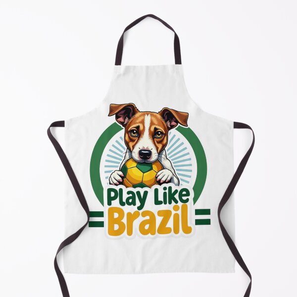 Artikelvorschau, Jack Russell Terrier mit Ball und Play Like Brazil Text entworfen und verkauft von Prints by Mat.
