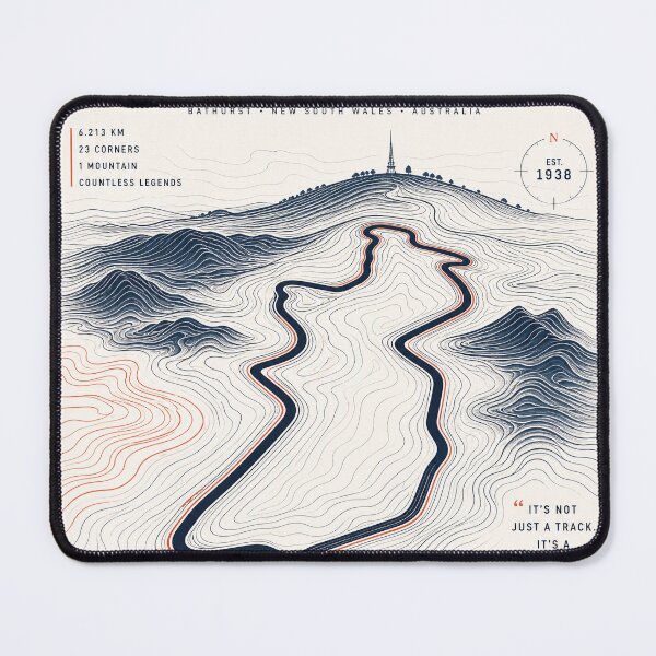 Item preview, Mount Panorama Mountain Pulse, Topographic Racing Poster Print designed and sold by Jandedan.